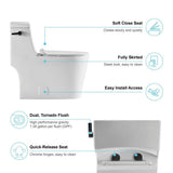 1-Piece 1.28 GPF High Efficiency Single-Flush Elongated Skirted Toilet All-in-One Toilet in White Seat Included - Super Arbor