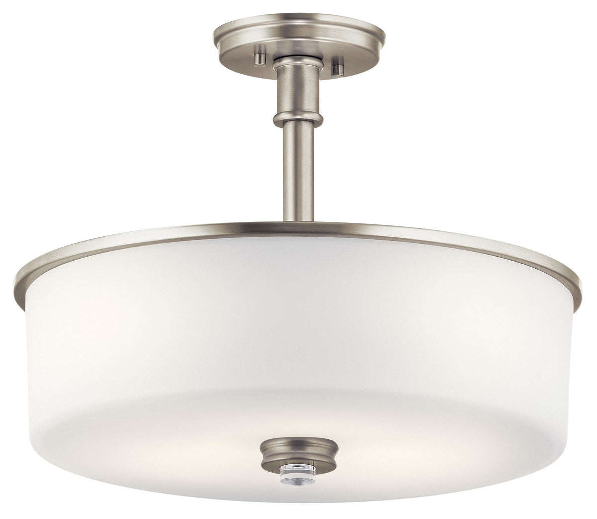 Kichler Joelson 3-Light Brushed Nickel Transitional Etched Glass Drum LED Medium Hanging Pendant Light