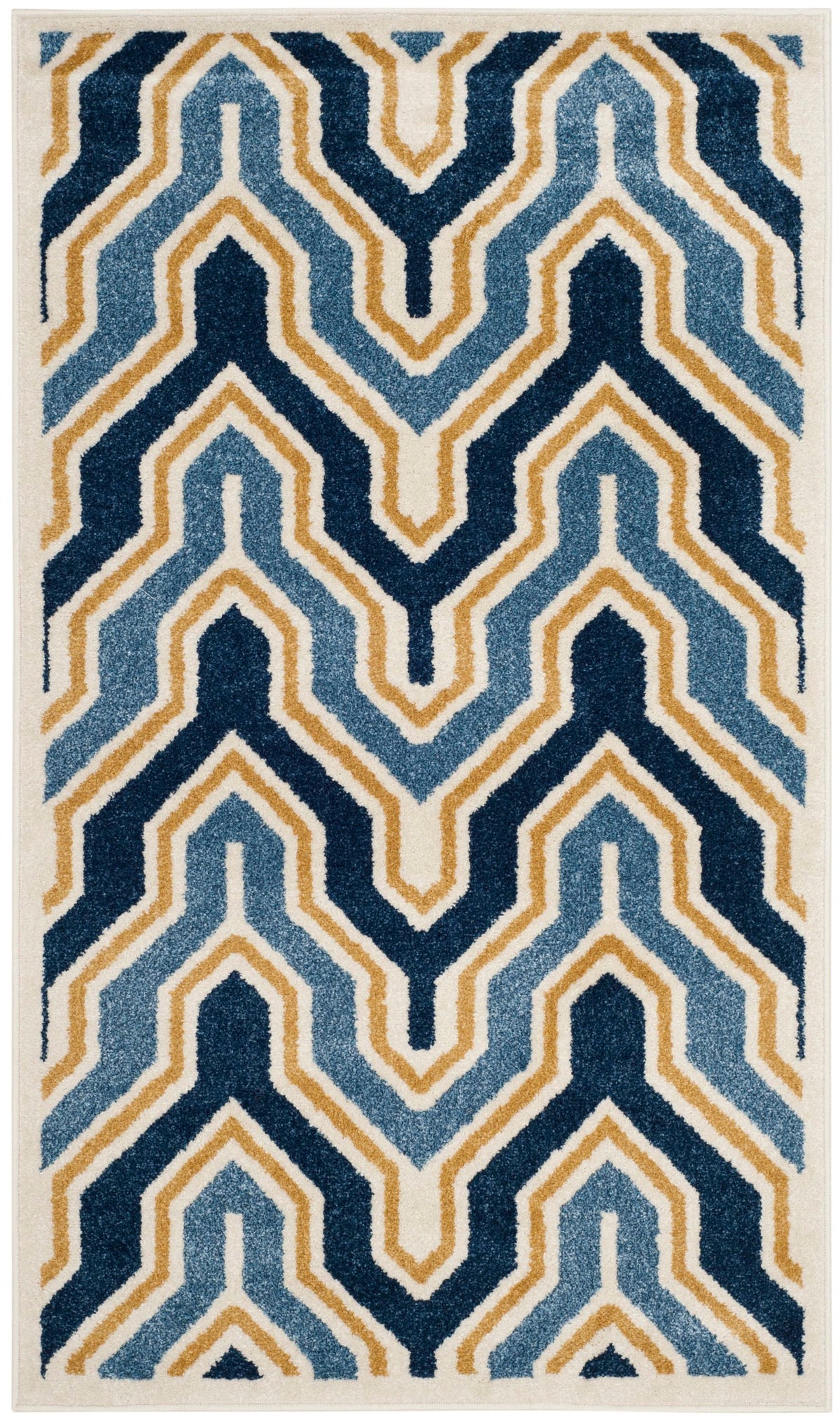 Safavieh Amherst Barkley 3 x 5 Ivory/Gold Indoor/Outdoor Abstract Mid-Century Modern Throw Rug