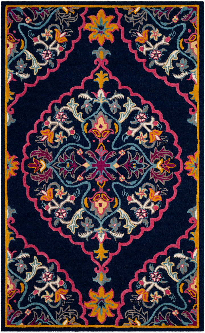 Safavieh Bellagio Nijar 5 x 8 Navy Blue/Multi Indoor Floral/Botanical Global Handcrafted Area Rug