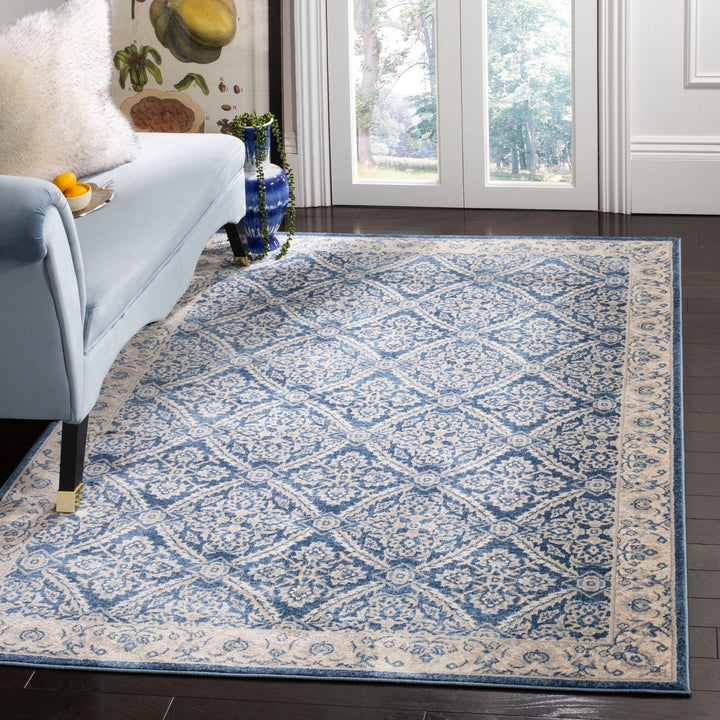 Safavieh Brentwood Jaleh 9 x 12 Navy/Creme Indoor Floral/Botanical Farmhouse/Cottage Area Rug