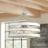 Progress Lighting Gulliver 4-Light Galvanized Farmhouse Drum Medium Hanging Pendant Light