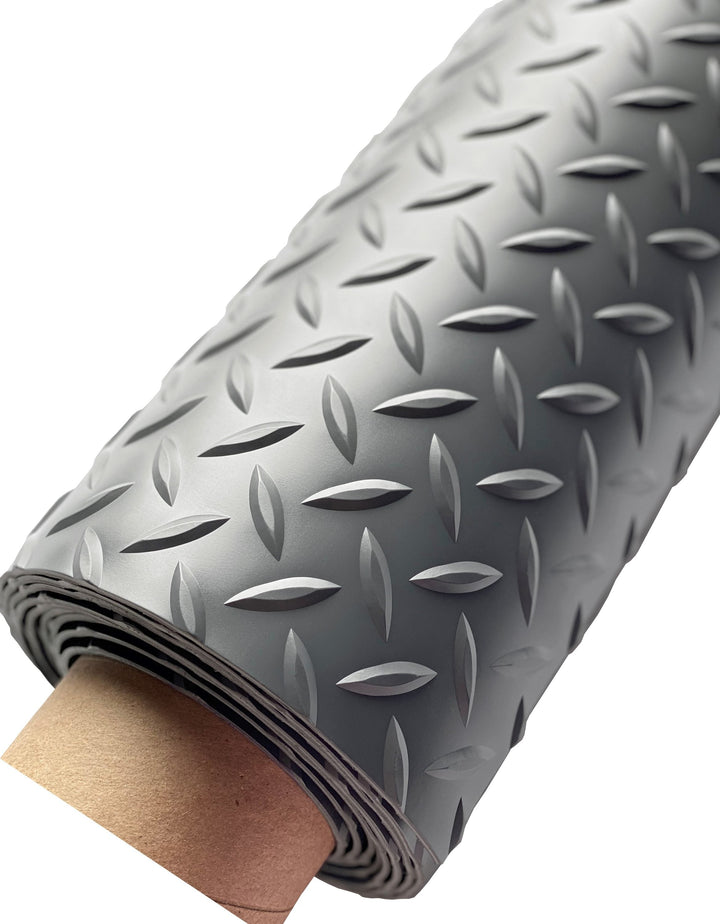 G-Floor Diamond Tread 5-ft x 10-ft Slate Grey Diamond Plate PVC Garage Floor Roll, 75-mil