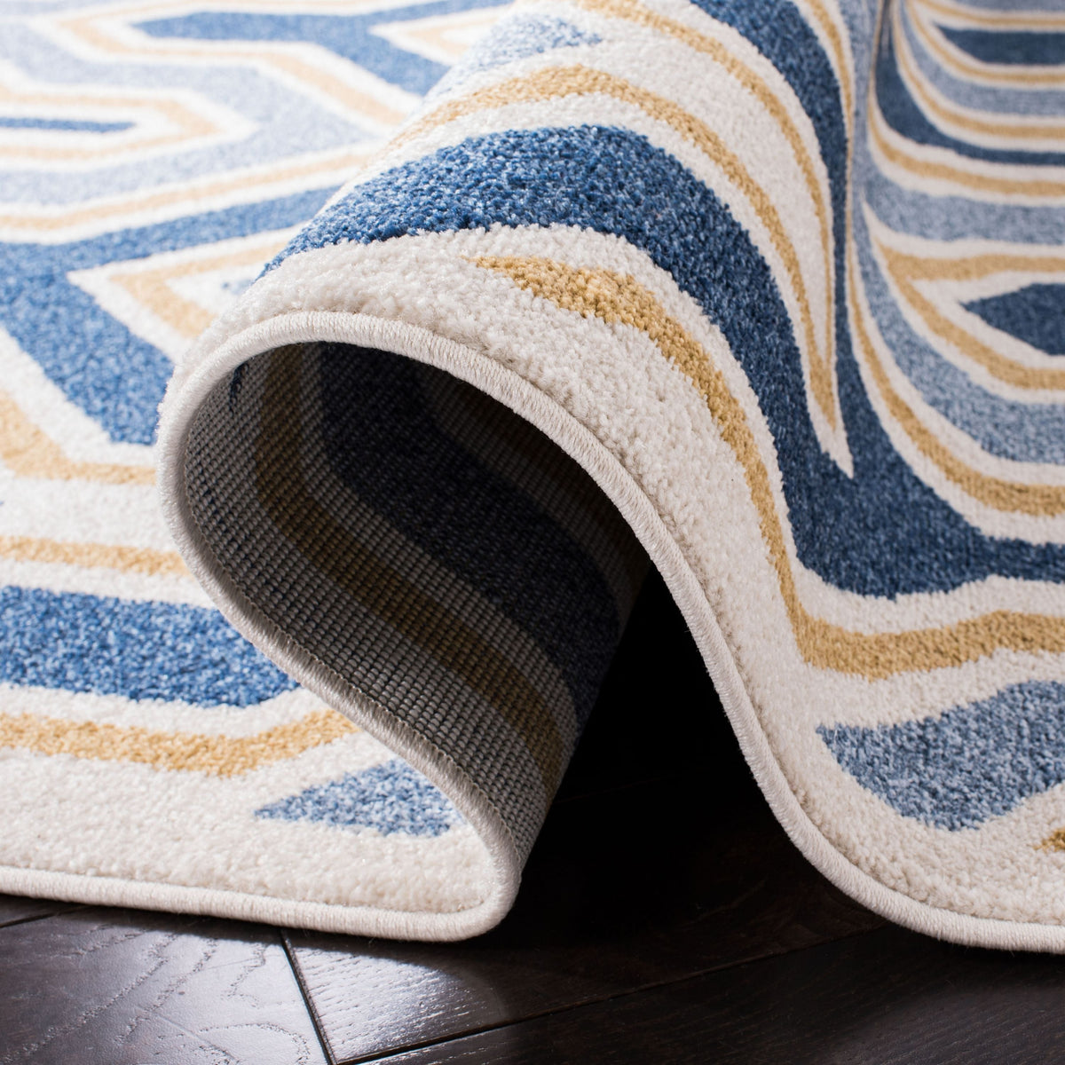 Safavieh Amherst Barkley 3 x 5 Ivory/Gold Indoor/Outdoor Abstract Mid-Century Modern Throw Rug
