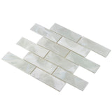 Elida Ceramica White 12-in x 12-in Glossy Glass Brick Mosaic Wall Tile, 1.06-sq ft