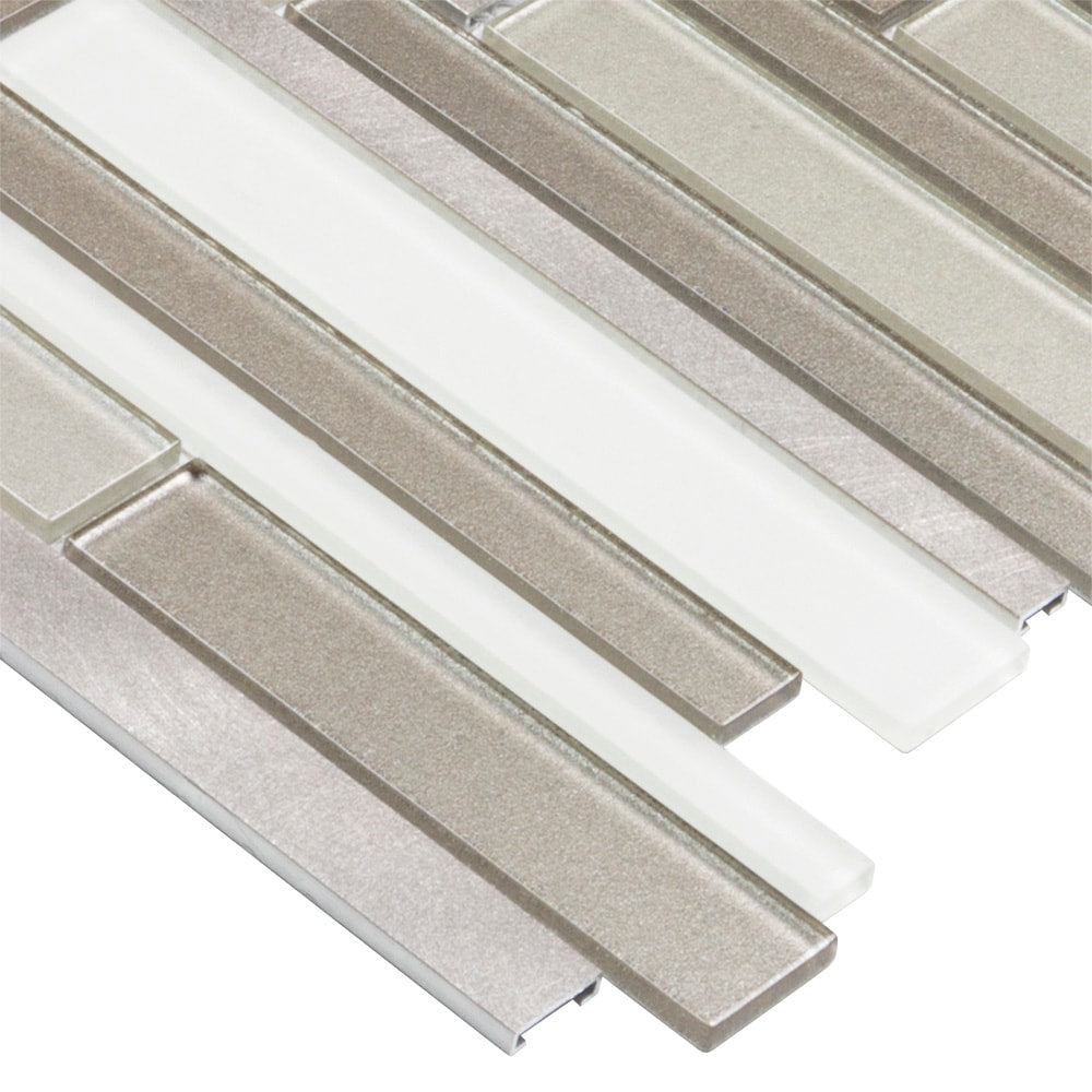 Elida Ceramica Coquina Ridge 12-in x 12-in Multi-Finish Glass/Metal Linear Mosaic Wall Tile