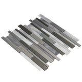 Elida Ceramica Oasis Silver Mix 12-in x 12-in Multi-Finish Glass/Metal Linear Mosaic Wall Tile