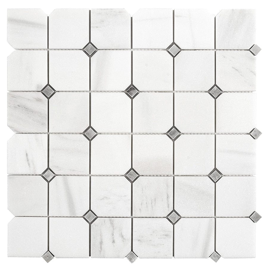 Elida Ceramica White 12-in x 12-in Honed Natural Stone Marble Diamond Floor and Wall Tile (0.96-sq. ft/ Piece)