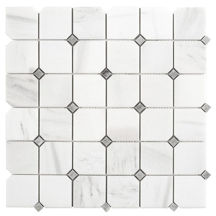 Elida Ceramica White 12-in x 12-in Honed Natural Stone Marble Diamond Floor and Wall Tile (0.96-sq. ft/ Piece)