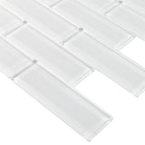 Elida Ceramica 2-in x 6-in Super White Glass 12-in x 12-in Glossy Brick Mosaic Wall Tile