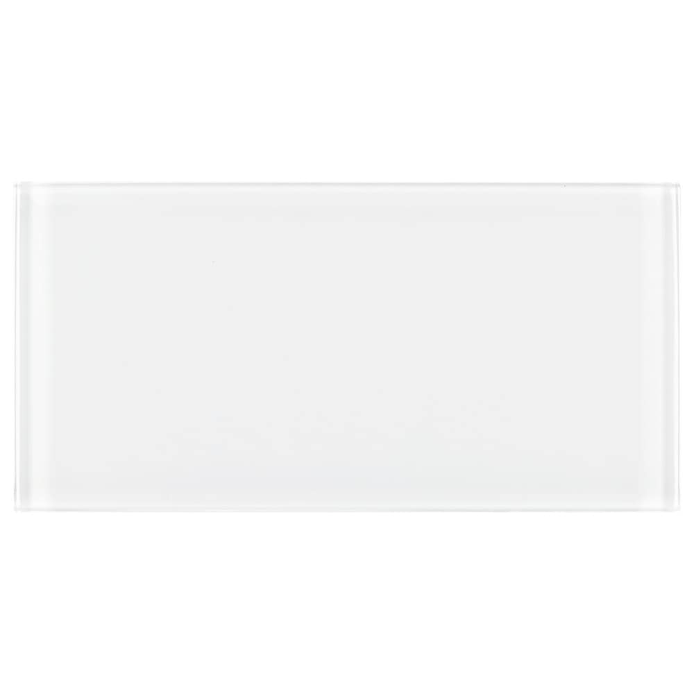 Elida Ceramica 4x8 Super White Glass 4-in x 8-in Glossy Glass Subway Wall Tile