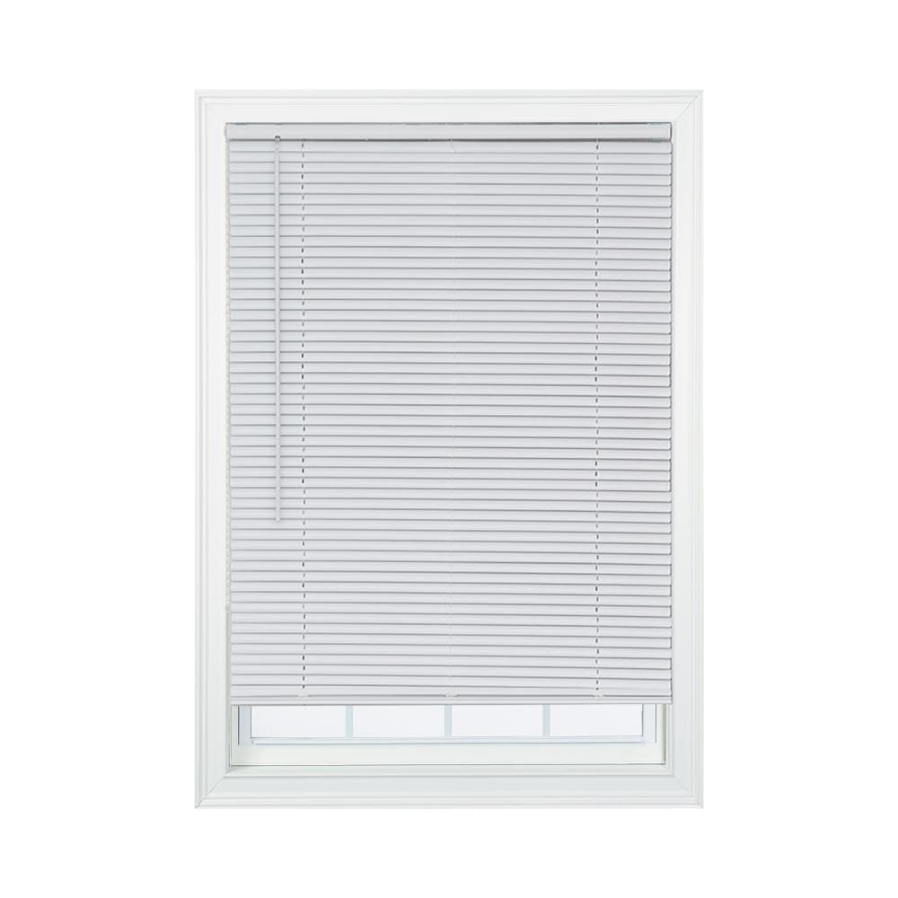 Project Source 1-in Slat Width 45-in x 64-in Cordless White Vinyl Room Darkening Mini Blinds