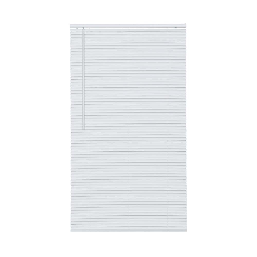 Project Source 1-in Slat Width 45-in x 64-in Cordless White Vinyl Room Darkening Mini Blinds