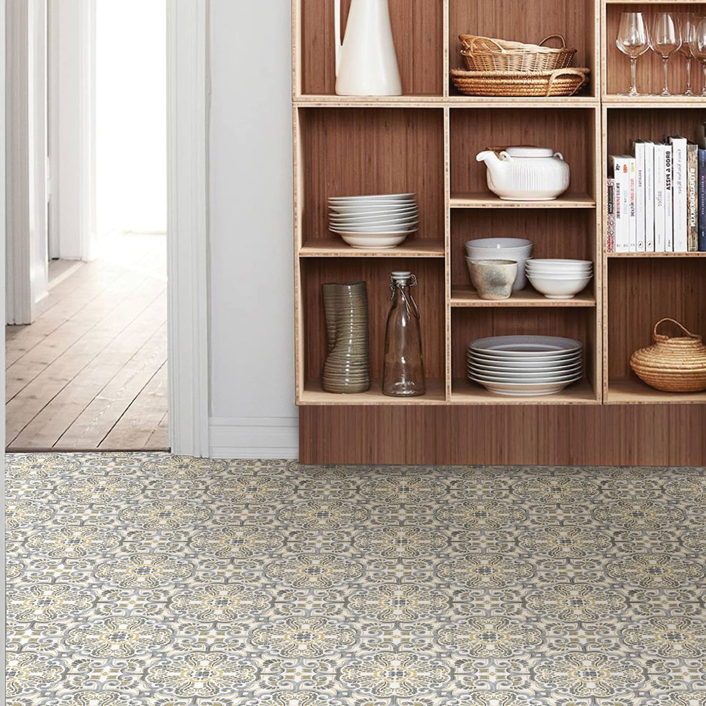 FloorPops Multicolor 12-in x 12-in Water Resistant Peel and Stick Vinyl Tile Flooring, 20-sq ft Carton