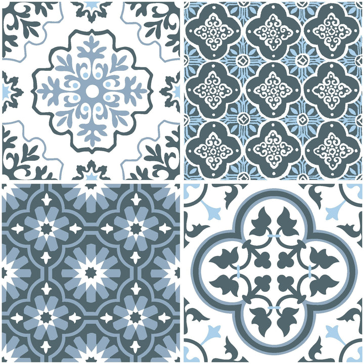 FloorPops Blue 12-in x 12-in Water-Resistant Peel and Stick Vinyl Tile Flooring, 20-sq ft Carton
