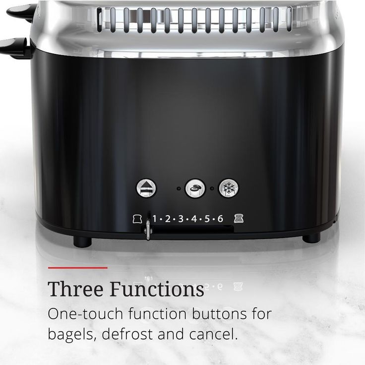 Retro Style 4-Slice Black Stainless Steel Toaster with Built-In Timer