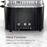 Retro Style 4-Slice Black Stainless Steel Toaster with Built-In Timer