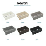 Farmhouse Concrete Apron Front Quartz Composite 34 in. Double Offset Bowl Kitchen Sink kit