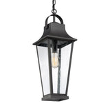 Quoizel Galveston Mottled Black Traditional Seeded Glass Outdoor Lantern Pendant Light, 24-in, GLV1908MB