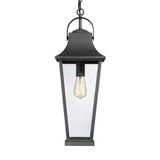 Quoizel Galveston Mottled Black Traditional Seeded Glass Outdoor Lantern Pendant Light, 24-in, GLV1908MB