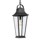 Quoizel Galveston Mottled Black Traditional Seeded Glass Outdoor Lantern Pendant Light, 24-in, GLV1908MB