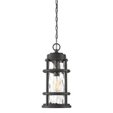 Quoizel DeSoto Palladian Bronze Transitional Clear Glass Lantern Pendant Light