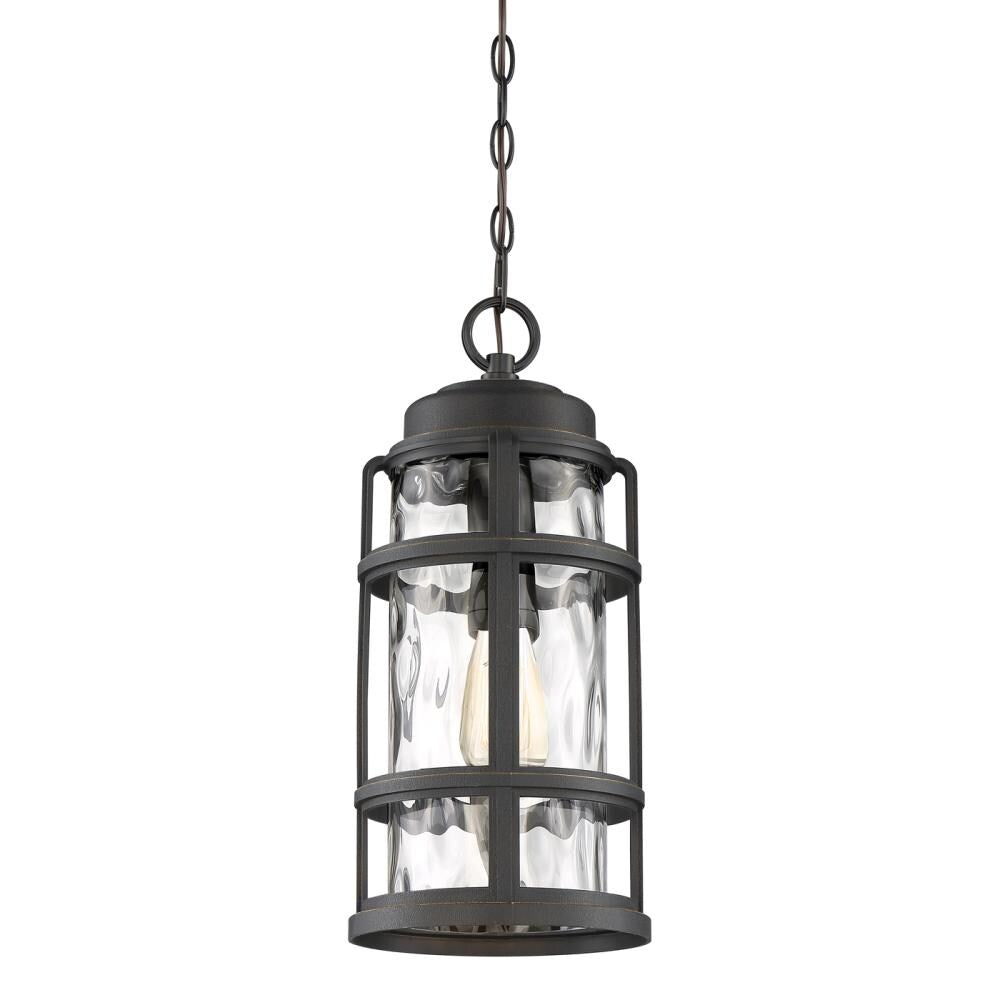 Quoizel DeSoto Palladian Bronze Transitional Clear Glass Lantern Pendant Light