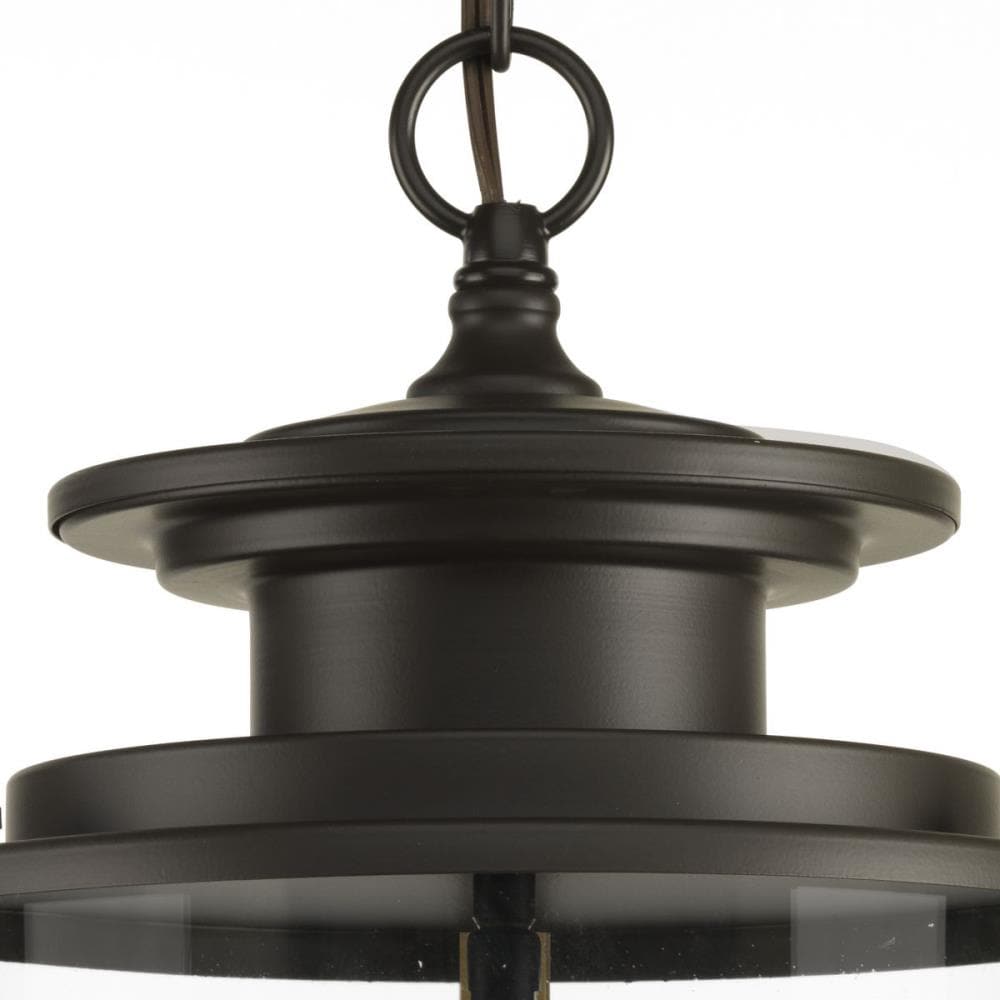 Progress Lighting Squire 3-Light Antique Bronze Traditional Clear Glass Lantern Mini Indoor/Outdoor Hanging Pendant Light