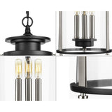 Progress Lighting Squire 3-Light Black Traditional Clear Glass Lantern Mini Indoor/Outdoor Hanging Pendant Light