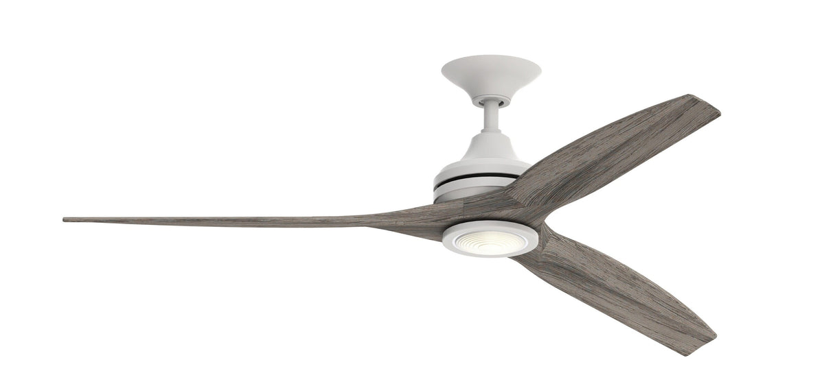 Fanimation Spitfire 60-in Matte White LED Indoor/Outdoor Smart Ceiling Fan with Remote (3-Blade)