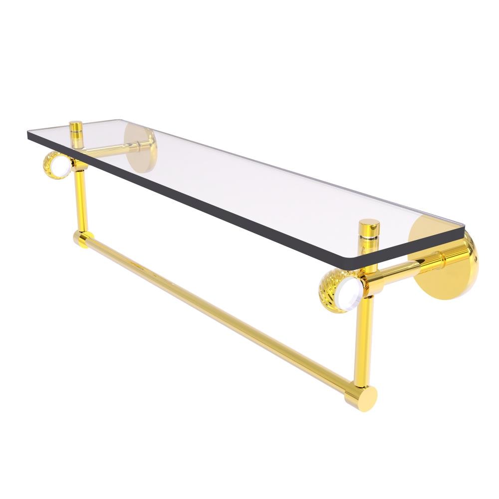 Allied Brass Clearview Polished Brass 1-Tier Wall-Mount Bathroom Shelf with Towel Bar, 22 x 6.2 x 5 in