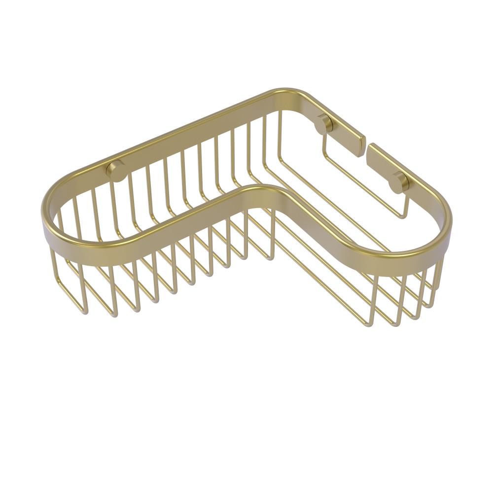 Allied Brass 3-in H Screw Mount Solid Brass Satin Brass Hanging Shower Caddy