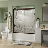 Everly 60 in. x 58-1/8 in. Traditional Semi-Frameless Sliding Bathtub Door in Nickel and 1/4 in. (6mm) Mozaic Glass - Super Arbor
