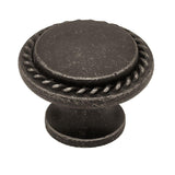 Contempo 1-1/8 in. (28mm) Satin Nickel Rope Edge Round Cabinet Knob - Super Arbor