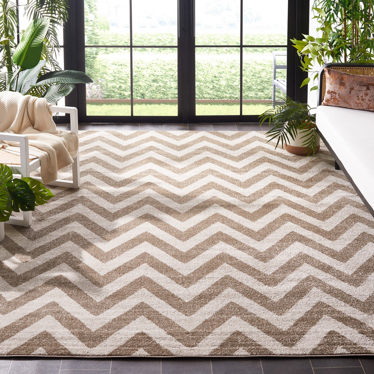 Safavieh Amherst Bellport 10 x 14 Wheat/Beige Indoor Chevron Mid-Century Modern Area Rug