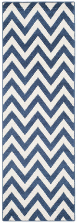 Safavieh Amherst Bellport 2 x 7 Navy/Beige Indoor/Outdoor Chevron Mid-Century Modern Runner