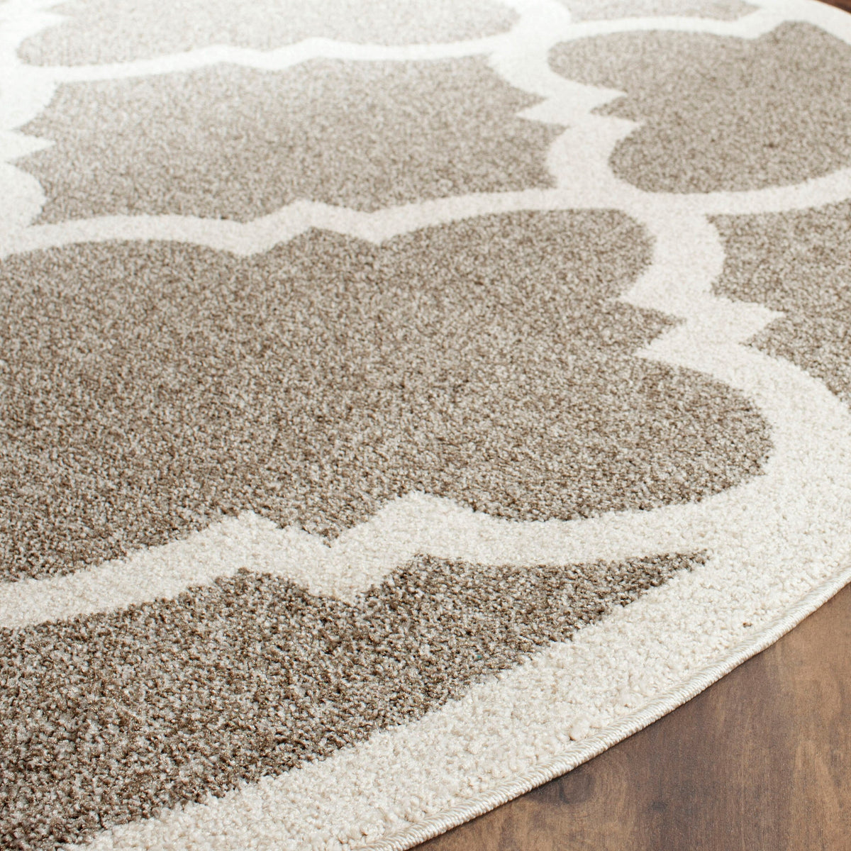 Safavieh Amherst Pompey 7 x 7 Dark Gray/Beige Round Indoor/Outdoor Trellis Farmhouse/Cottage Area Rug