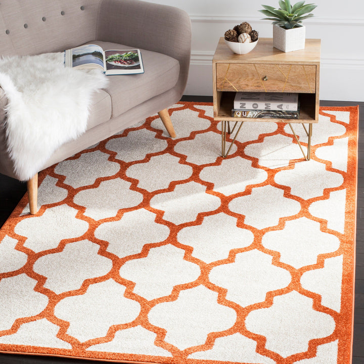 Safavieh Amherst Barret 3 x 5 Beige/Orange Indoor/Outdoor Trellis Farmhouse/Cottage Throw Rug