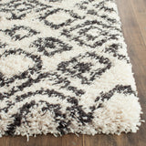 Safavieh Belize Lakin Shag Runner Rug, 2-ft-3-in x 11-ft, Ivory/Charcoal, Indoor Geometric Moroccan