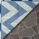 Safavieh Amherst Bellport 2 x 7 Navy/Beige Indoor/Outdoor Chevron Mid-Century Modern Runner