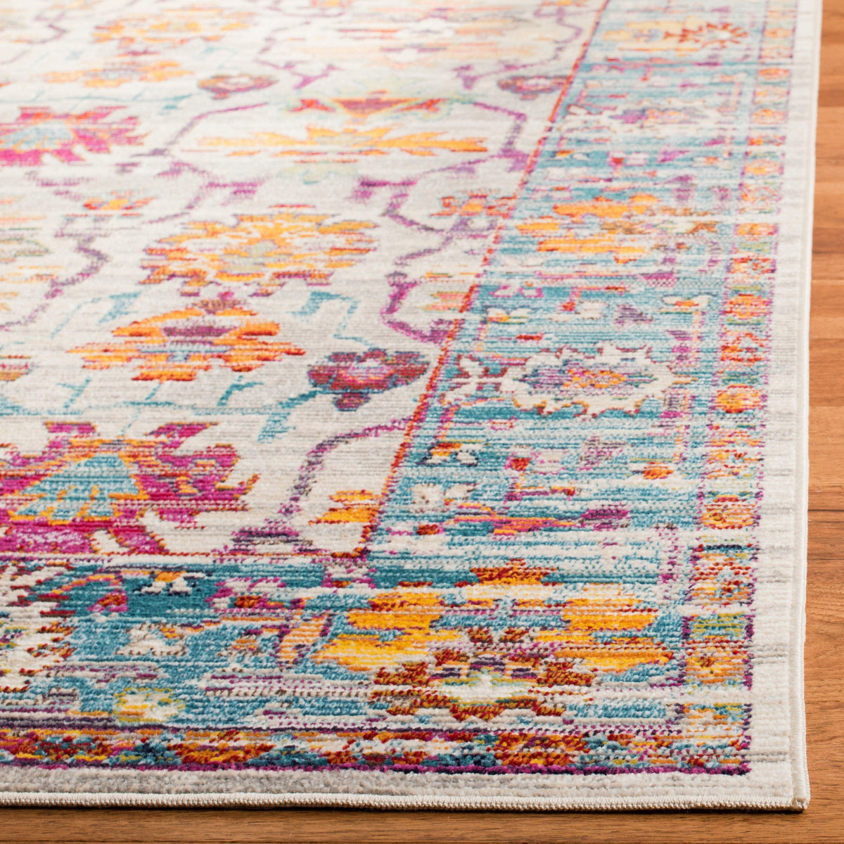 Safavieh Crystal Thomas 3 x 5 Cream/Teal Indoor Distressed/Overdyed Vintage Throw Rug