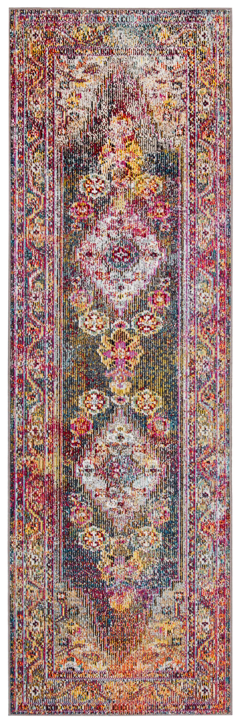 Safavieh Crystal Celeste 2 x 7 Navy/Light Blue Indoor Distressed Overdyed Vintage Runner Rug