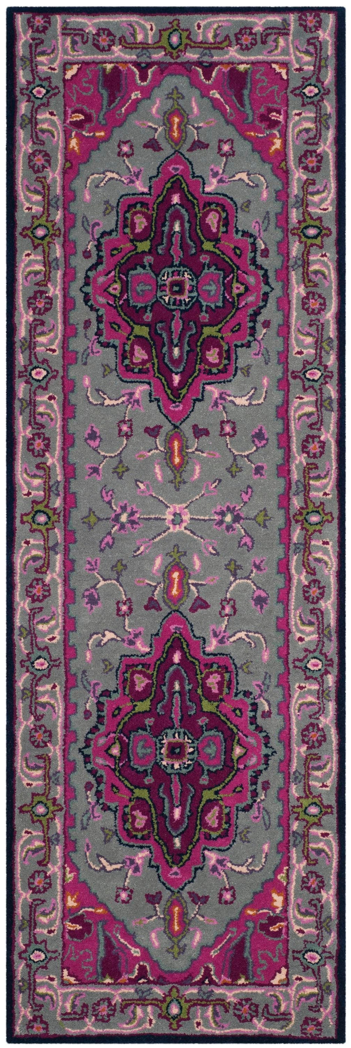Safavieh Bellagio Elche 2 ft 3 in x 9 ft Gray/Pink Indoor Floral/Botanical Oriental Handcrafted Runner