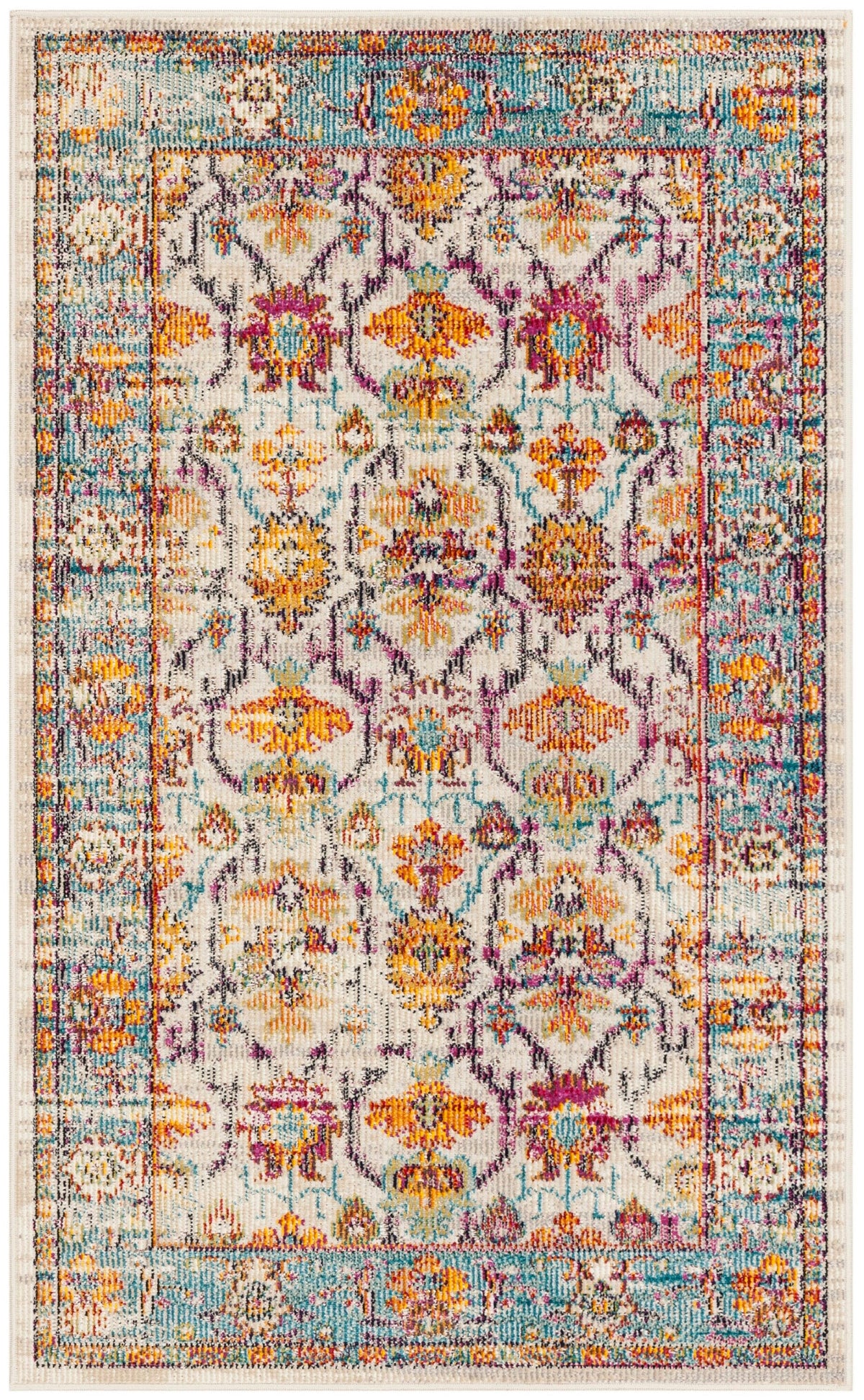 Safavieh Crystal Thomas 3 x 5 Cream/Teal Indoor Distressed/Overdyed Vintage Throw Rug