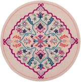 Safavieh Bellagio Nijar 5 x 5 Light Pink/Multi Round Indoor Floral/Botanical Global Handcrafted Area Rug