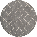 Safavieh Arizona Myra Shag 5 x 5 Gray/Ivory Round Indoor Trellis Moroccan Area Rug