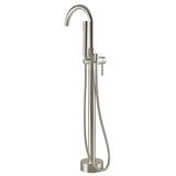 OVE Decors Athena 1-Handle Freestanding High-Arc Bathtub Faucet with Hand Shower, Satin Nickel (Valve Included)