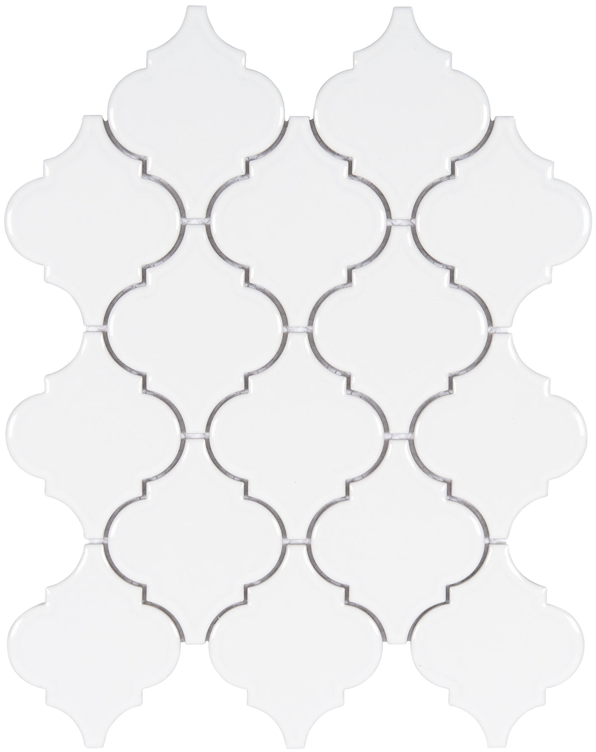 Satori Hudson Brilliant White 11-in x 13-in Glossy Porcelain Arabesque Mosaic Wall Tile (0.98-sq. ft/ Piece)