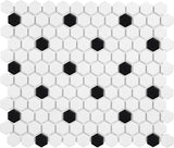 Satori Hudson Brilliant White and Black 10-in x 12-in Matte Porcelain Hexagon Mosaic Wall Tile (0.82-sq. ft/ Piece)