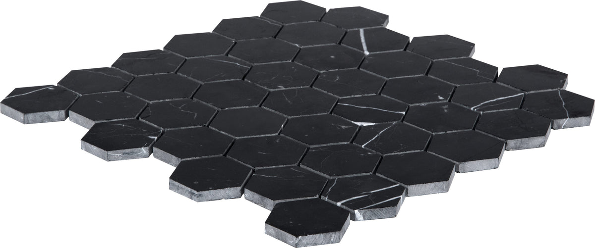 Satori Nero 12-in x 12-in Polished Natural Stone Marble Look Hexagon Mosaic Wall Tile (0.96-sq. ft/ Piece)